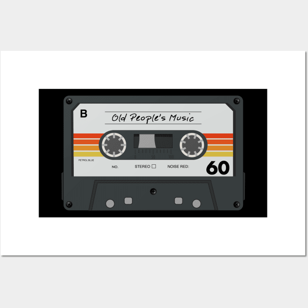 Old People's Music: Retro Audio Cassette Tape (Orange) Wall Art by Petrol_Blue